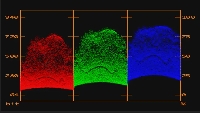 Le rendu d’une méduse sur l’oscilloscope colorimétrique Avid